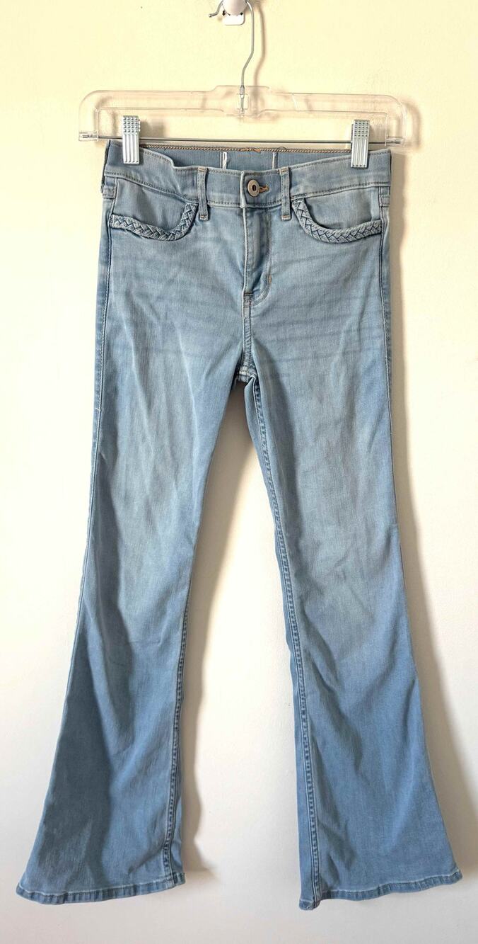 Abercrombie Kids Braid Detail Bootcut Denim Jeans Blue Light Wash Size 9-10 Long
